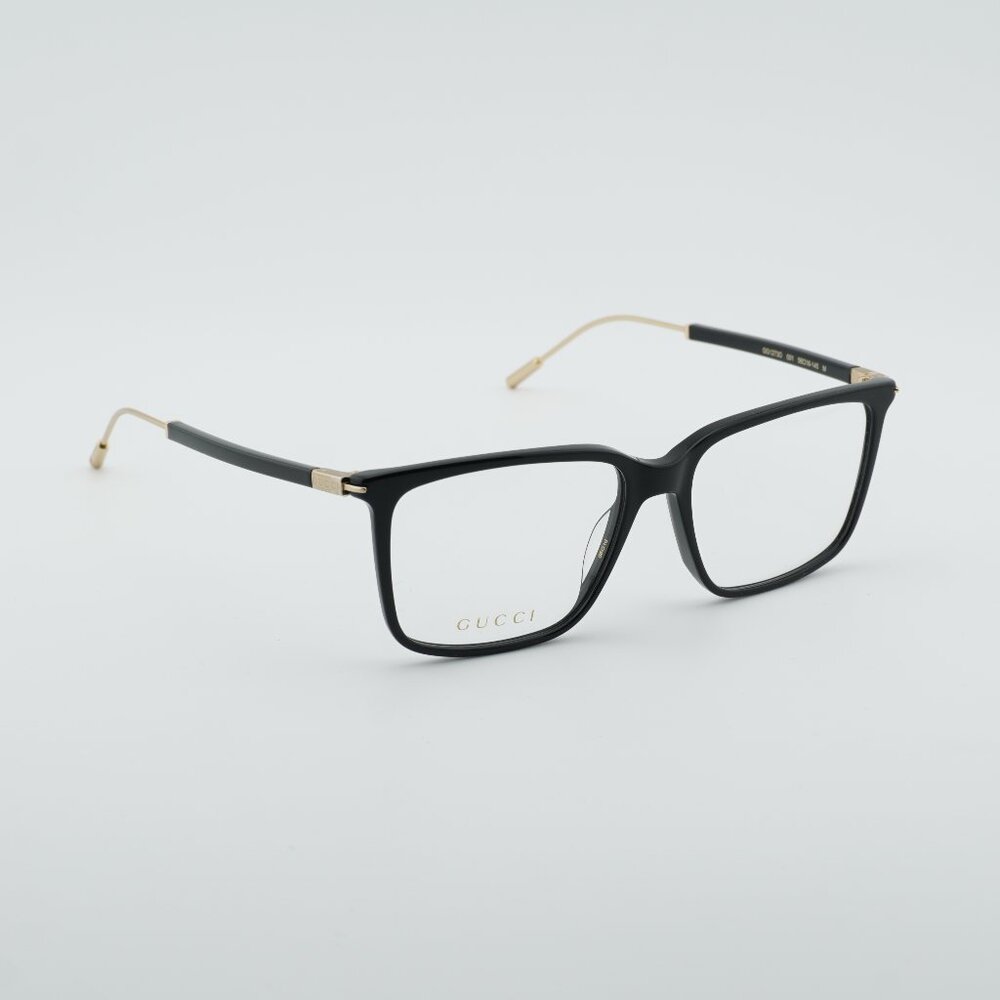 Gucci GG1273O 001 Eyeglasses Black/Gold 56mm Rectangle Frame